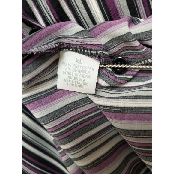 Dressbarn XL Striped Button-Down Blouse - Purple Black White - 90s/Y2K Era - Picture 7 of 8